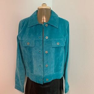 Express Turquoise Suede Leather Jacket Sz M